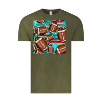 Vintage Olive football leopard turquoise seamless pattern Vintage Tee - JahusDesignShop