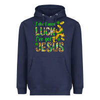 Navy I Don't Need Luck I've Got Jesus St. Patricks Heavyweight Hoodie - BundleAndBundleShop