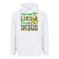 White I Don't Need Luck I've Got Jesus St. Patricks Heavyweight Hoodie - BundleAndBundleShop