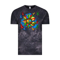 Cloud Black autism sunflower ribbon Vintage Tee - AdoDesignShop