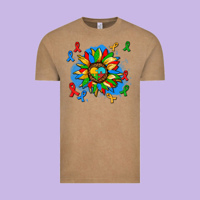 Autism Sunflower Ribbon Vintage Tee Designed By Adodesignshop