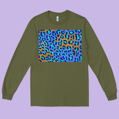 Leopard Background Turquoise And Gold 3200x2400 Long Sleeve Tee Designed By Adodesignshop