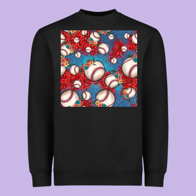 Baseball Paisley And Jean Pattern, Baseball Seamless Pattern Heavyweight Sweatshirt Designed By Jahusdesignshop