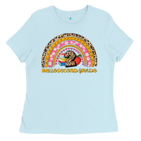 Baby Blue back to school rainbow hello second grade Ladies Tee - AdoDesignShop