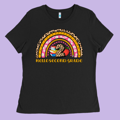 Back To School Rainbow Hello Second Grade Ladies Tee Designed By Adodesignshop