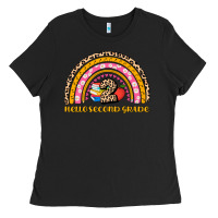 Black back to school rainbow hello second grade Ladies Tee - AdoDesignShop