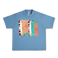 Pebble Blue Western Cowhide Sunflower Jute Glitter Farm Life Brush Stroke Urban Heavy Tee - Bettercallsaul