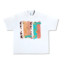 White Western Cowhide Sunflower Jute Glitter Farm Life Brush Stroke Urban Heavy Tee - Bettercallsaul