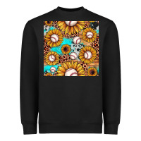 Black baseball leopard turquoise sunflower seamless pattern Heavyweight Sweatshirt - JahusDesignShop