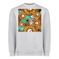 Heather Grey baseball leopard turquoise sunflower seamless pattern Heavyweight Sweatshirt - JahusDesignShop