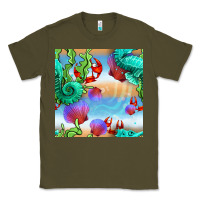 Army Green seahorse and beach Classic Tee - BundleAndBundleShop