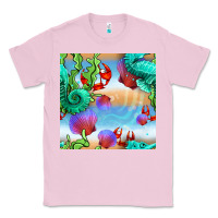 Bubblegum Pink seahorse and beach Classic Tee - BundleAndBundleShop