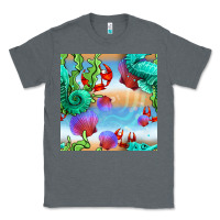 Charcoal Heather seahorse and beach Classic Tee - BundleAndBundleShop
