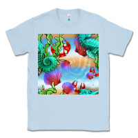 Dusty Blue seahorse and beach Classic Tee - BundleAndBundleShop