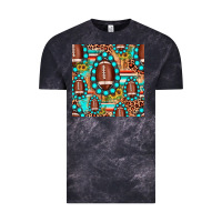 Cloud Black football leopard turquoise gemstone sunflower seamless pattern Vintage Tee - JahusDesignShop