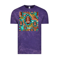 Cloud Purple football leopard turquoise gemstone sunflower seamless pattern Vintage Tee - JahusDesignShop