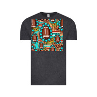 Vintage Black football leopard turquoise gemstone sunflower seamless pattern Vintage Tee - JahusDesignShop