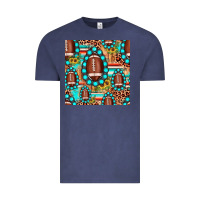 Vintage Denim football leopard turquoise gemstone sunflower seamless pattern Vintage Tee - JahusDesignShop