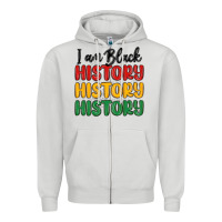 Dove Grey i am black history Zipper Hoodie - MaliasSmallBusiness
