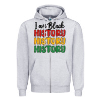 Heather Grey i am black history Zipper Hoodie - MaliasSmallBusiness