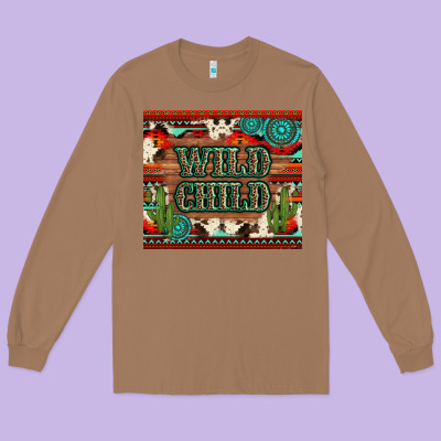 Wild Chıld Aztec Gemstone And Cactus Long Sleeve Tee Designed By Artiststas