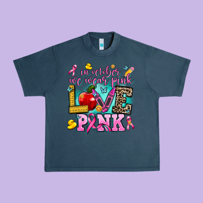 In October We Wear Pink Love Pink Urban Heavy Tee Designed By Adodesignshop