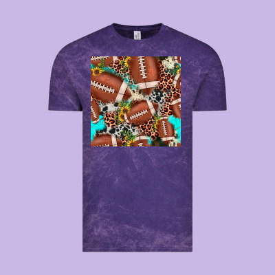 Football Leopard Turquoise Cowhide Sunflower Seamless Pattern Vintage Tee Designed By Jahusdesignshop