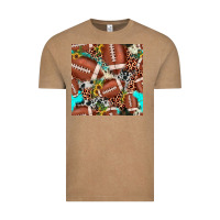 Vintage Coffee football leopard turquoise cowhide sunflower seamless pattern Vintage Tee - JahusDesignShop