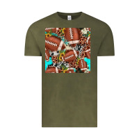 Vintage Olive football leopard turquoise cowhide sunflower seamless pattern Vintage Tee - JahusDesignShop