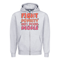 Heather Grey fight poverty not poor people Zipper Hoodie - MaliasSmallBusiness