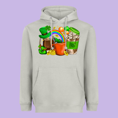 St. Patricks Day Coffee Cups Heavyweight Hoodie Designed By Bundleandbundleshop