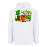 White St. Patricks Day Coffee Cups Heavyweight Hoodie - BundleAndBundleShop