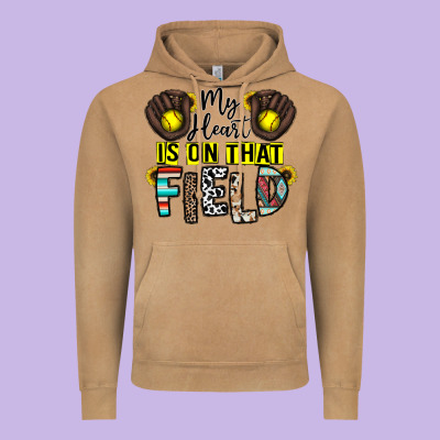 My Heart Is On That Field Vintage Hoodie Designed By Cowhidedigitalart