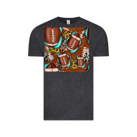 Vintage Black football leopard gemstone sunflower seamless pattern Vintage Tee - JahusDesignShop