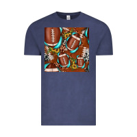 Vintage Denim football leopard gemstone sunflower seamless pattern Vintage Tee - JahusDesignShop