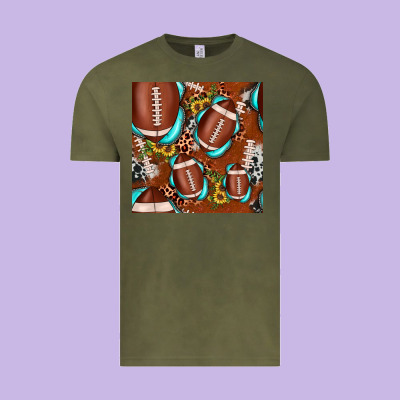 Football Leopard Gemstone Sunflower Seamless Pattern Vintage Tee Designed By Jahusdesignshop