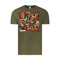 Vintage Olive football leopard gemstone sunflower seamless pattern Vintage Tee - JahusDesignShop
