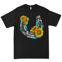 Black horseshoe cowhide and sunflowers Premium Tee - texasbilliewilder