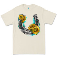 Bone horseshoe cowhide and sunflowers Premium Tee - texasbilliewilder