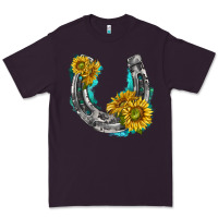 Plum horseshoe cowhide and sunflowers Premium Tee - texasbilliewilder