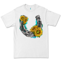White horseshoe cowhide and sunflowers Premium Tee - texasbilliewilder
