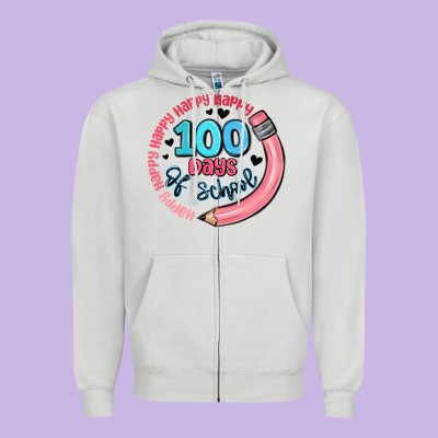 Happy 100 Days Of School Zipper Hoodie Designed By Maliassmallbusiness
