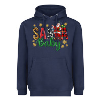 Navy Santa Baby With Santa Heavyweight Hoodie - BundleAndBundleShop