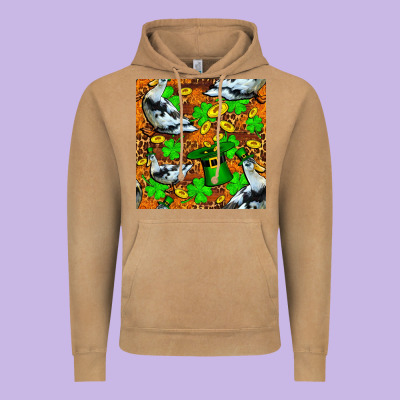 St Patricks  Duck With Leprechaun Hat  Seamless Vintage Hoodie Designed By Fadigitalartstudio