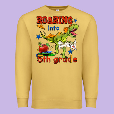 Roaring Into 5th Grade Premium Sweatshirt Designed By Bundleandbundleshop