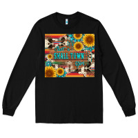 Black just a small town girl with gemstone sunflower serape and cowhide Long Sleeve Tee - Artiststas