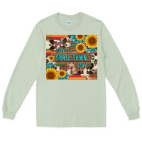 Matcha just a small town girl with gemstone sunflower serape and cowhide Long Sleeve Tee - Artiststas