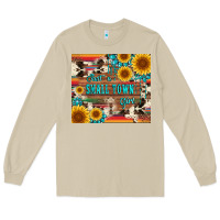 Mushroom just a small town girl with gemstone sunflower serape and cowhide Long Sleeve Tee - Artiststas