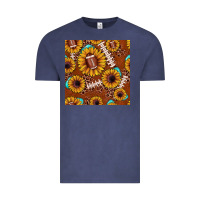 Vintage Denim football leopard sunflower seamless pattern Vintage Tee - JahusDesignShop