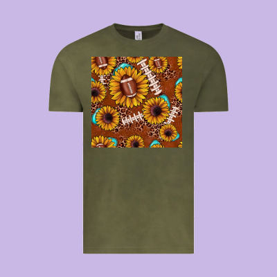 Football Leopard Sunflower Seamless Pattern Vintage Tee Designed By Jahusdesignshop